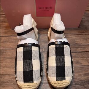 Kate Spade womens Checkered flats  - Black and Cream